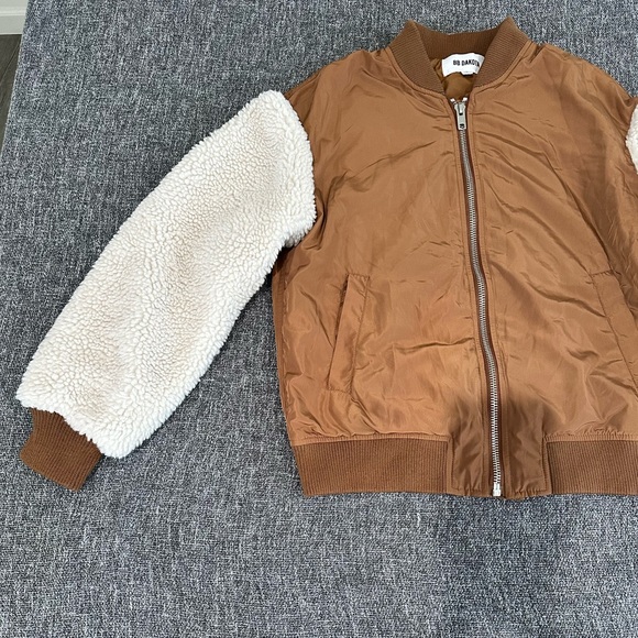 BB Dakota Tan Bomber Jacket with Cream Sleeves - Picture 3 of 3